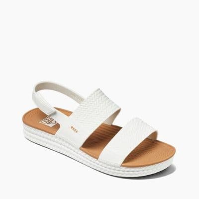 REEF WOMENS WATER FRIENDLY VISTA SANDALS.NEW WHITE TAN CUSHIONED STRAP SHOES S25