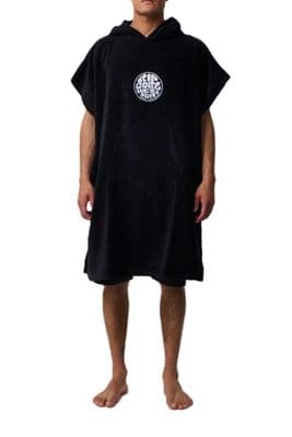 RIP CURL ADULT PONCHO TOWEL.NEW BLACK LOGO HOODED BEACH SURF CHANGING ROBE W26