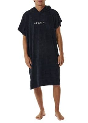 RIP CURL ADULT PONCHO TOWEL.NEW BRAND BLACK HOODED BEACH SURF CHANGING ROBE W26