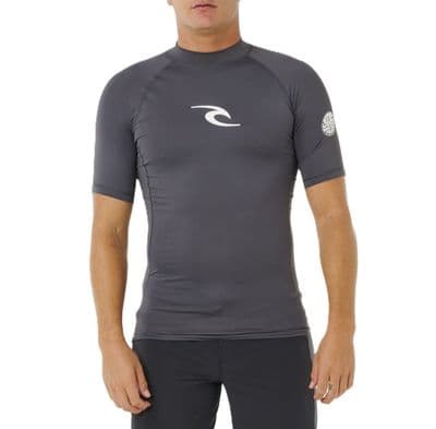 RIP CURL MENS RASH VEST.WAVES SHORT SLEEVED GREY UV UPF50+ SUN GUARD TOP S26