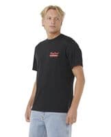 RIP CURL MENS T SHIRT.BOARD BAKERY BLACK BACKPRINT COTTON SHORT SLEEVED TOP W25