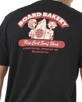 RIP CURL MENS T SHIRT.BOARD BAKERY BLACK BACKPRINT COTTON SHORT SLEEVED TOP W25
