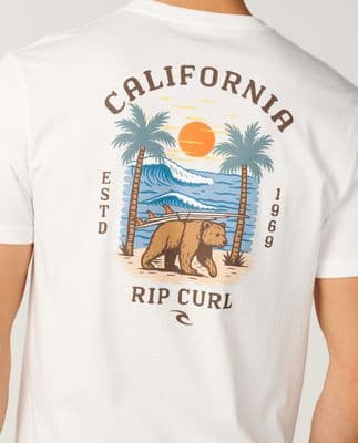 RIP CURL MENS T SHIRT.NEW CALIFORNIA BEAR DESTI BACKPRINT SHORT SLEEVED TOP W26