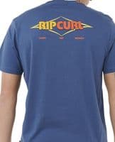 RIP CURL MENS T SHIRT.NEW SURF REVIVAL NAVY BACKPRINT SHORT SLEEVE TEE TOP W25