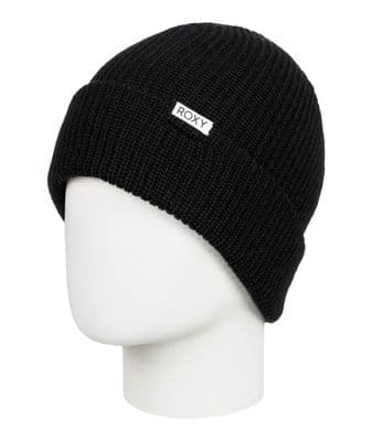 ROXY WOMENS BEANIE HAT.NEW ISLAND FOX BLACK TURN UP CUFF KNITTED WOOLLY CAP W22