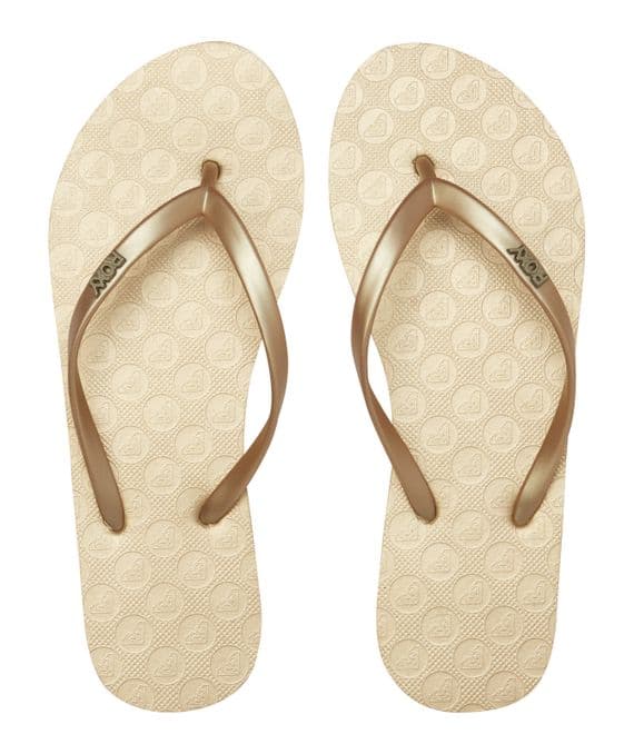 ROXY WOMENS FLIP FLOPS.NEW CUTE VIVA IV GOLD BEACH THONGS GIRLS FLAT SANDALS S26