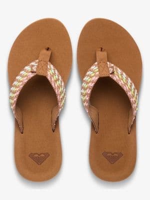 ROXY WOMENS FLIP FLOPS.NEW PORTO ROPE NATURAL BEACH SURF THONG GIRLS SANDALS S26