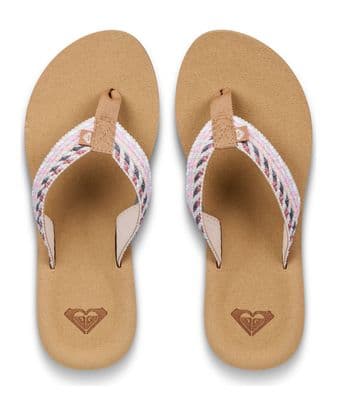 ROXY WOMENS FLIP FLOPS.NEW PORTO ROPE NATURAL BEACH SURF THONGS GIRLS SANDAL S26