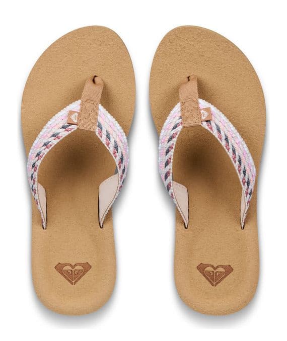 ROXY WOMENS FLIP FLOPS.NEW PORTO ROPE NATURAL BEACH SURF THONGS GIRLS SANDAL S26