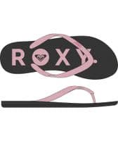 ROXY WOMENS FLIP FLOPS.NEW  VIVA SPARKLE BLACK PINK BEACH THONGS SANDALS S26