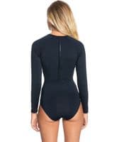 ROXY WOMENS RASH BODY SUIT SURF SWIMSUIT.LONG SLEEVED BLACK BACK ZIP UPF50 S25