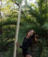 ROXY WOMENS RASH BODY SUIT SURF SWIMSUIT.LONG SLEEVED BLACK BACK ZIP UPF50 S25