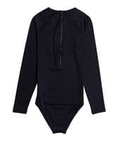 ROXY WOMENS RASH BODY SUIT SURF SWIMSUIT.LONG SLEEVED BLACK BACK ZIP UPF50 S25