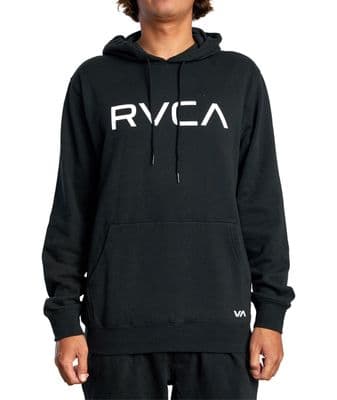RVCA MENS BIG HOODY.NEW BLACK HOODED TOP HOODIE WARM SKATEBOARDER THICK TOP W22.