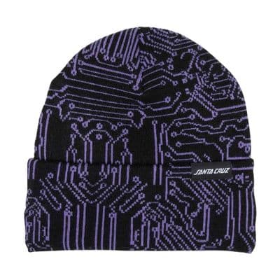 SANTA CRUZ CIRCUIT BEANIE HAT.BLACK PURPLE TURN UP CUFF KNIT MENS WOMENS CAP S26