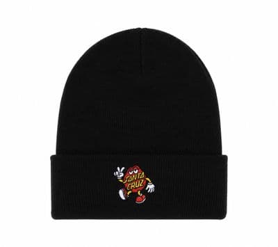 SANTA CRUZ DOT GUY BEANIE HAT.NEW BLACK LOGO TURN UP CUFF KNIT SKATE CAP W26