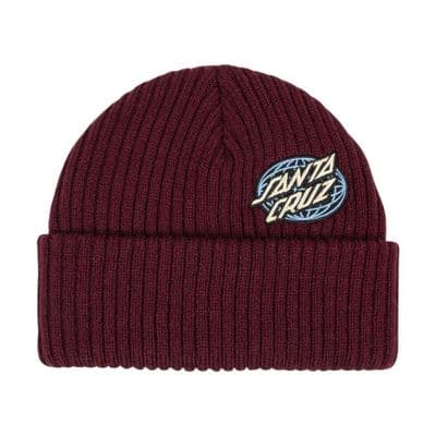 SANTA CRUZ GLOBAL OVAL DOT BEANIE HAT.NEW DARK CHERRY TURN UP CUFF KNIT CAP S26