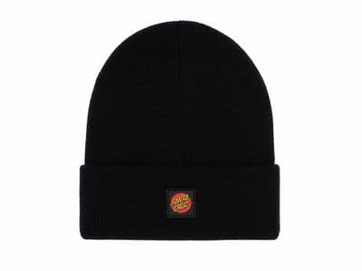 SANTA CRUZ LABEL BEANIE HAT.NEW BLACK LOGO TURN UP CUFF KNIT SKATE CAP W26