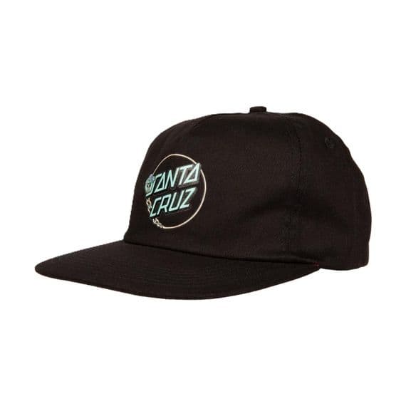 SANTA CRUZ MENS BASEBALL CAP.NEW WINKOWSKI UFO DOT FLAT PEAK BLACK SNAP HAT S26