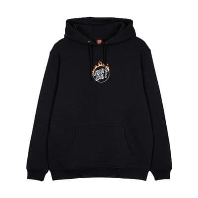 SANTA CRUZ MENS HOODY. BURNT OPUS FRONT BLACK HOODED TOP HOODIE JUMPER W26