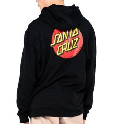SANTA CRUZ MENS HOODY. CLASSIC DOT BLACK BACKPRINT HOODED TOP HOODIE JUMPER W26