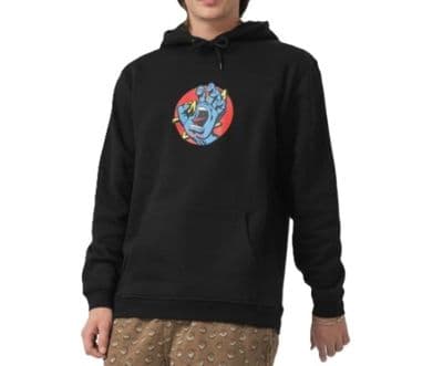 SANTA CRUZ MENS HOODY. HAND DOT BLACK SCREAMING HOODED TOP HOODIE JUMPER S26