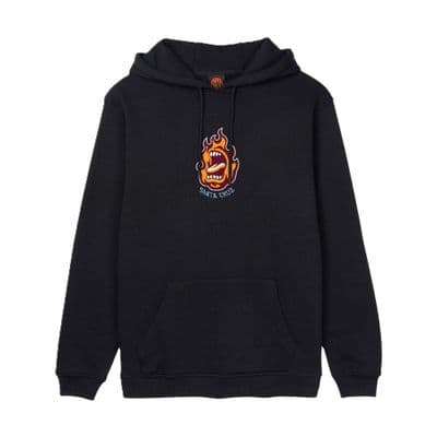 SANTA CRUZ MENS HOODY. SCREAMING FLAME FRONT BLACK HOODED TOP HOODIE JUMPER W26