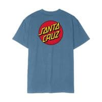 SANTA CRUZ MENS T SHIRT. CLASSIC DOT BACK PRINT DENIM BLUE SHORT SLEEVED TEE S26