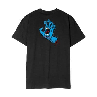 SANTA CRUZ MENS T SHIRT. SCREAMING HAND BACK PRINT BLACK SHORT SLEEVED TEE S26