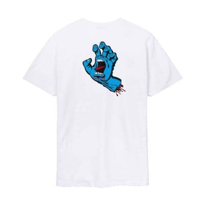 SANTA CRUZ MENS T SHIRT. SCREAMING HAND BACK PRINT WHITE SHORT SLEEVED TEE S26
