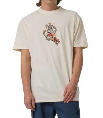 SANTA CRUZ MENS T SHIRT.NEW BURNT BONE HAND OFF WHITE SHORT SLEEVED TEE TOP W26