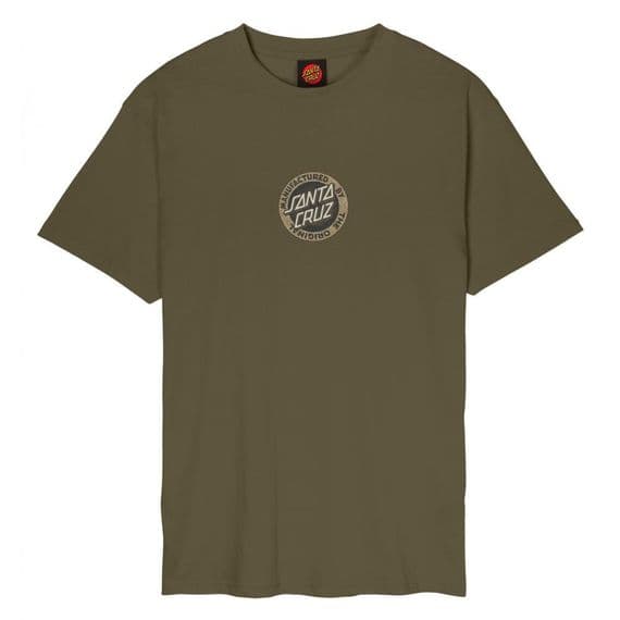 SANTA CRUZ MENS T SHIRT.NEW CARVED MFG FRONT PRINT GREEN SHORT SLEEVED TEE W25