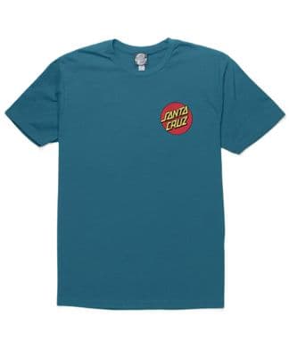 SANTA CRUZ MENS T SHIRT.NEW CLASSIC DOT BACK PRINT TEAL SHORT SLEEVED TEE S26