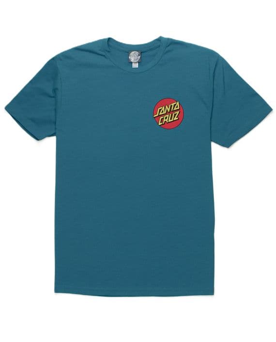 SANTA CRUZ MENS T SHIRT.NEW CLASSIC DOT BACK PRINT TEAL SHORT SLEEVED TEE S26