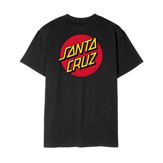 SANTA CRUZ MENS T SHIRT.NEW CLASSIC DOT BLACK BACKPRINT SHORT SLEEVED TEE S26