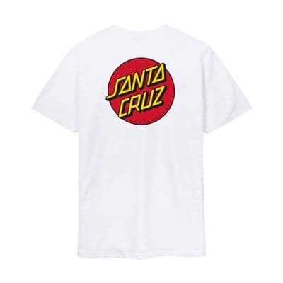 SANTA CRUZ MENS T SHIRT.NEW CLASSIC DOT WHITE BACKPRINT SHORT SLEEVED TEE S26