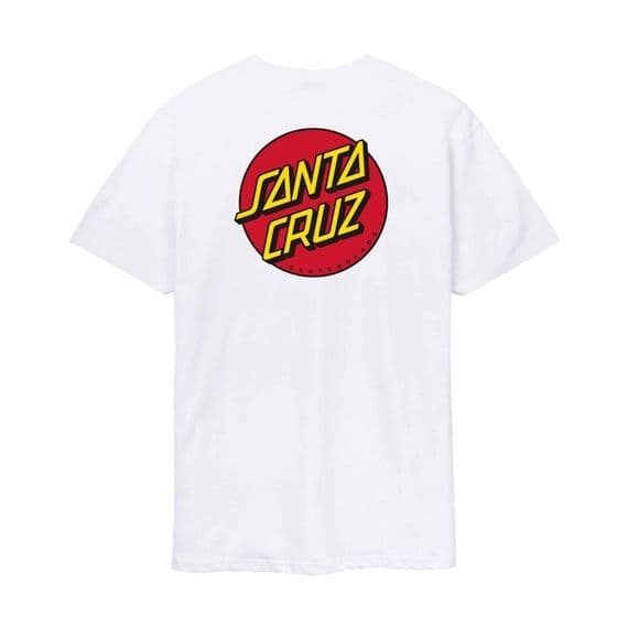 SANTA CRUZ MENS T SHIRT.NEW CLASSIC DOT WHITE BACKPRINT SHORT SLEEVED TEE S26