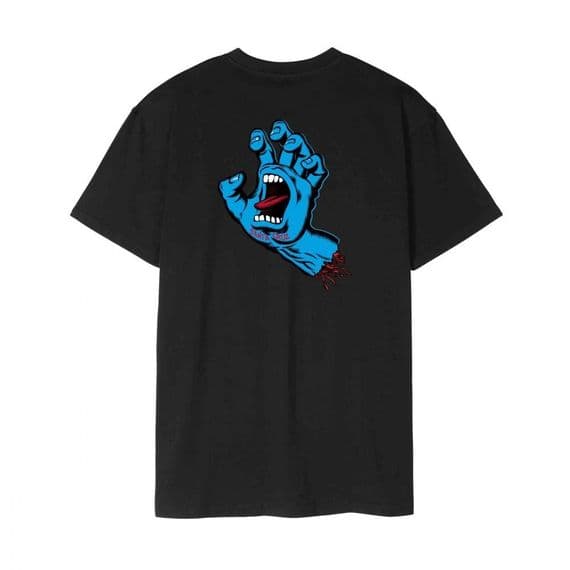SANTA CRUZ MENS T SHIRT.NEW SCREAMING HAND BLACK BACKPRINT SHORT SLEEVED TEE W25