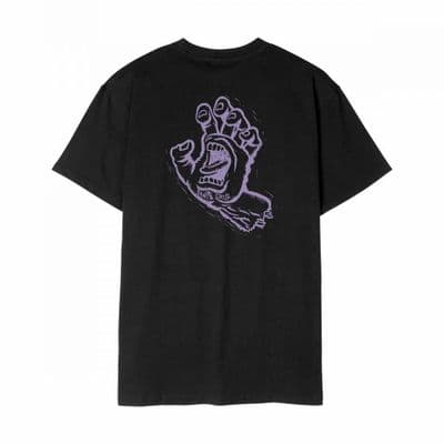 SANTA CRUZ MENS T SHIRT.NEW STAMPED SCREAMING HAND BLACK SHORT SLEEVE TEE S26