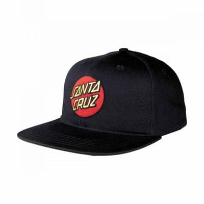 SANTA CRUZ MENS TRUCKER CAP. CLASSIC DOT BLACK BASEBALL FLAT PEAK SNAP HAT S26