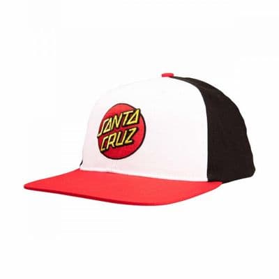 SANTA CRUZ MENS TRUCKER CAP. CLASSIC DOT BLACK WHITE RED FLAT PEAK SNAP HAT S26
