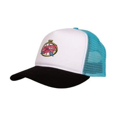 SANTA CRUZ MENS TRUCKER CAP.NEW GRABKE CLOCK DOT MESHBACK BLUE SNAP HAT S26