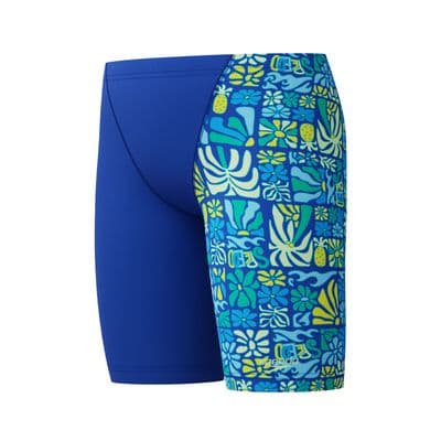 SPEEDO BOYS JAMMERS.NEW PRINT V CUT PATTERNED BLUE SWIM SHORTS TRUNK S26