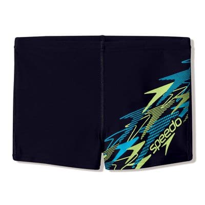 SPEEDO BOYS MEDLEY LOGO AQUA SHORTS .NEW BLACK  SCHOOL SWIM TRUNKS SWIMSUIT W26