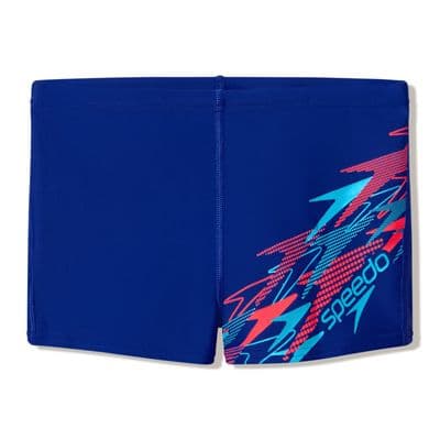 SPEEDO BOYS MEDLEY LOGO AQUA SHORTS .NEW BLUE  SCHOOL SWIM TRUNKS SWIMSUIT W26