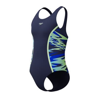SPEEDO GIRLS SWIMSUIT.HYPERBOOM SPLICE NAVY BLUE ENDURANCE SWIMMING COSTUME S26