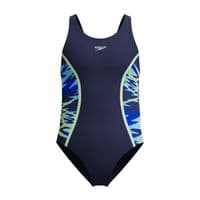 SPEEDO GIRLS SWIMSUIT.HYPERBOOM SPLICE NAVY BLUE ENDURANCE SWIMMING COSTUME S26