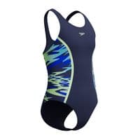 SPEEDO GIRLS SWIMSUIT.HYPERBOOM SPLICE NAVY BLUE ENDURANCE SWIMMING COSTUME S26