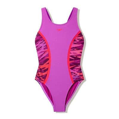 SPEEDO GIRLS SWIMSUIT.HYPERBOOM SPLICE NEON PINK ENDURANCE SWIMMING COSTUME W26