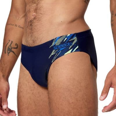 SPEEDO MENS SWIMMING BRIEFS.7cm MEDLEY LOGO NAVY BLUE SWIM TRUNKS SWIMMERS W26